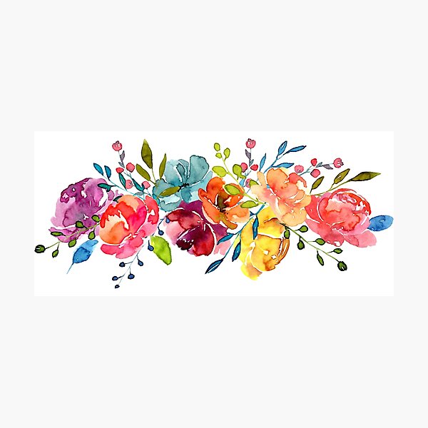 Bright Flowers Summer Watercolor Peonies Photographic Print