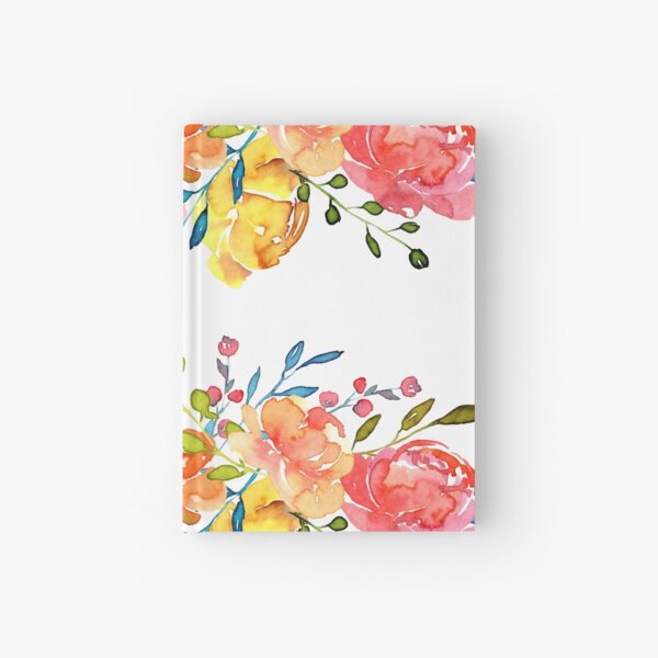 Bright Flowers Summer Watercolor Peonies Hardcover Journal