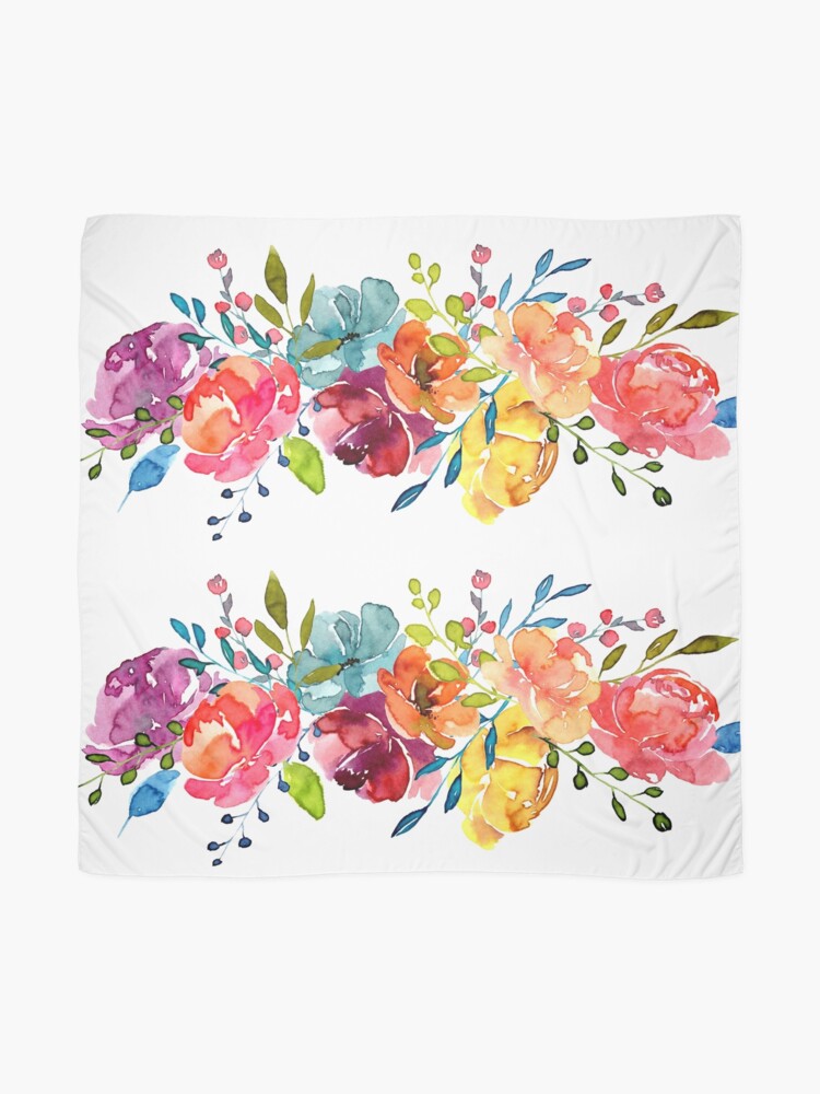 Alternate view of Bright Flowers Summer Watercolor Peonies Scarf
