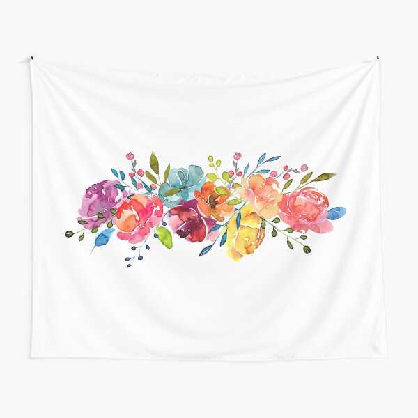 Bright Flowers Summer Watercolor Peonies Tapestry