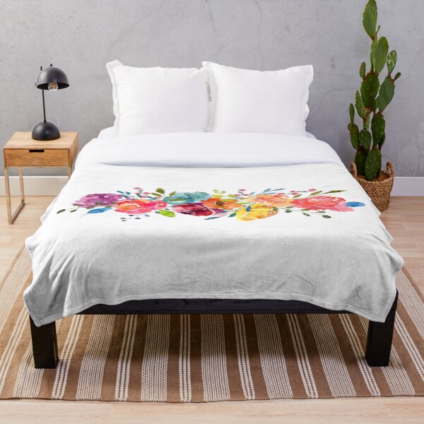 Helle Blumen Sommer Aquarell Pfingstrosen Fleecedecke