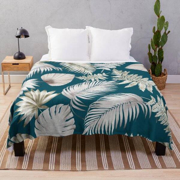 Item preview, Elegant Tropical Leaves on Teal designed and sold by meggydesigns.