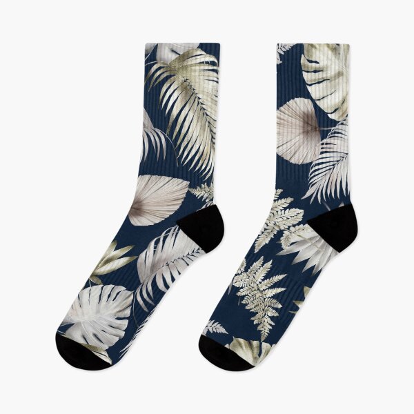 Item preview, Elegant Tropical Leaves on Navy Blue designed and sold by meggydesigns.