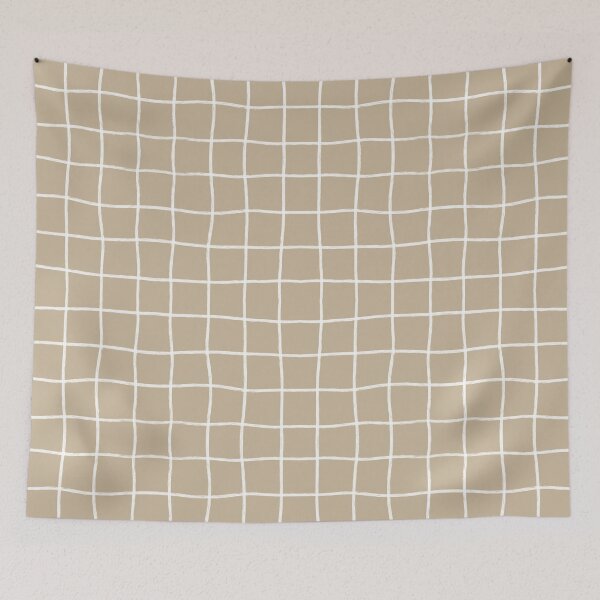 Item preview, Hand Drawn Windowpane Textured Grid (white/tan) designed and sold by Design Minds Boutique.