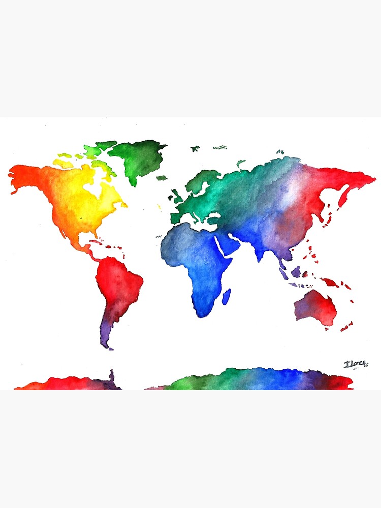 World Map World Map Colorful Travel Watercolor Art Print by ILoresart