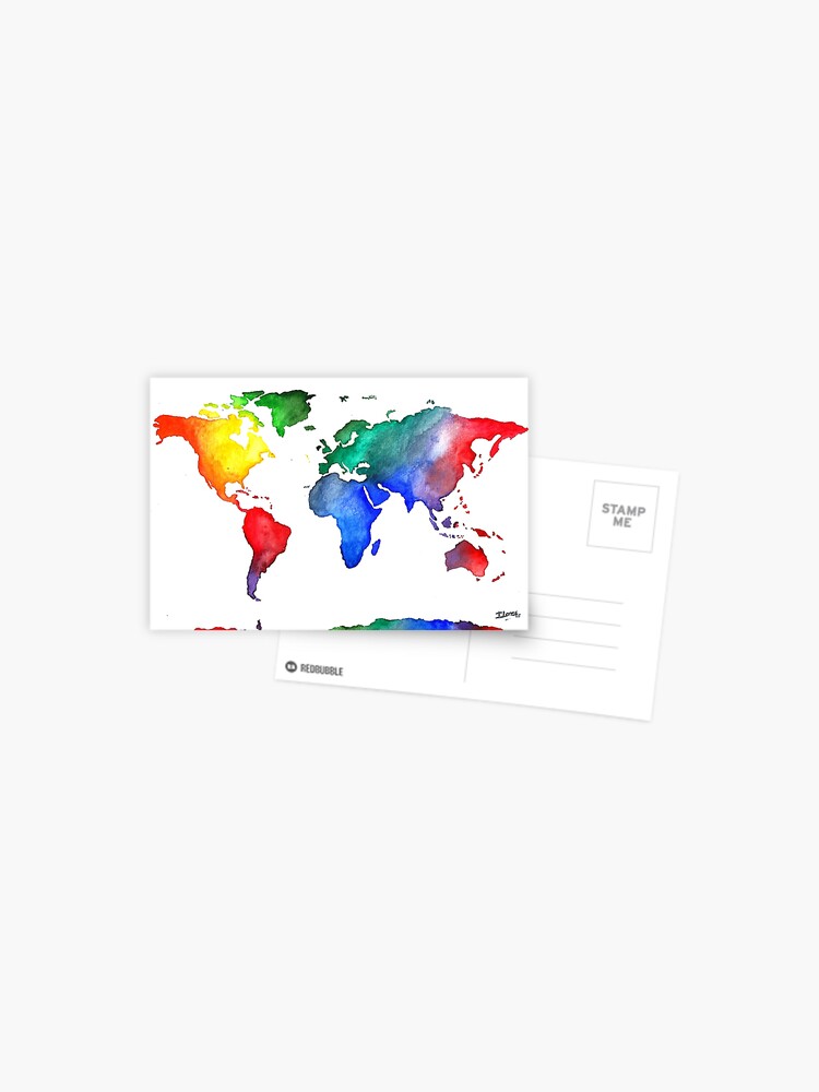 World Map World Map Colorful Travel Watercolor Art Print by ILoresart