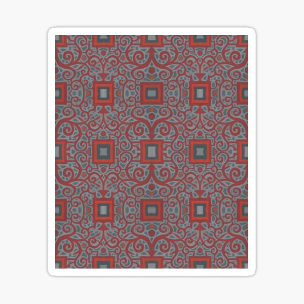 Squares and Lace, Arabesque Pattern, Gray Terracotta Sticker