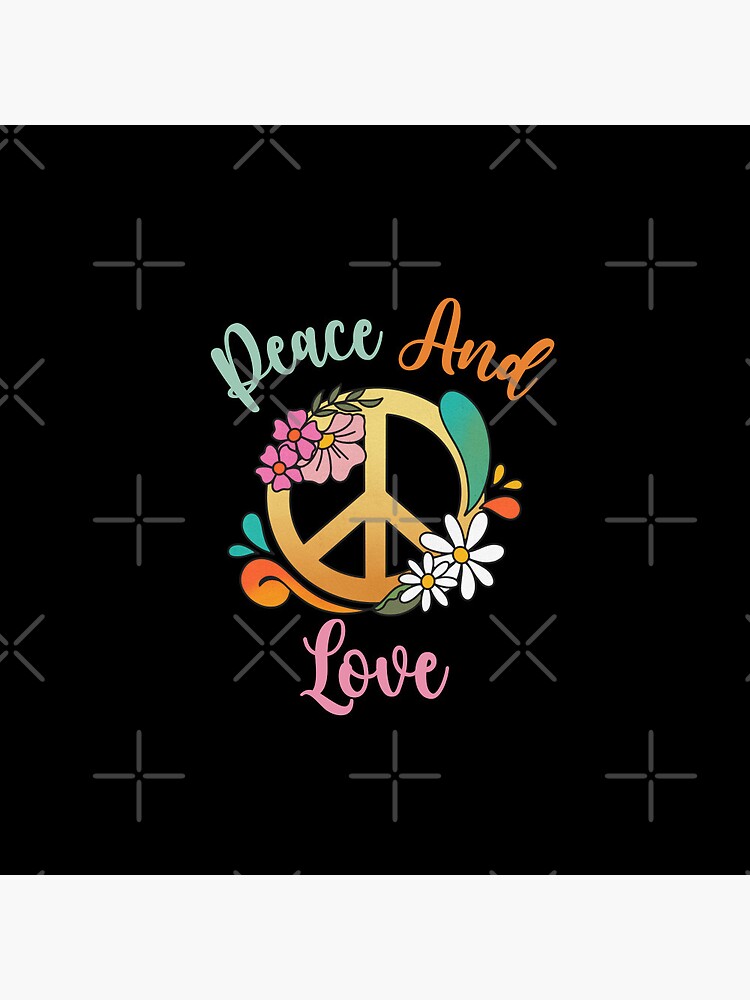 Love and Peace Retro Peace Sign with Flowers