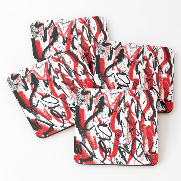 Item preview, Red Black Abstract Scribble Doodle Painting Drawing Sketch designed and sold by hopecope.
