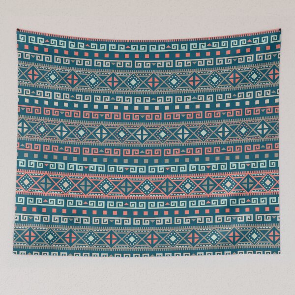Item preview, Geometric Triangles Compilation in Rose Gold, Aqua and Blue - Multicolor Boho Motif designed and sold by Yeldiz.