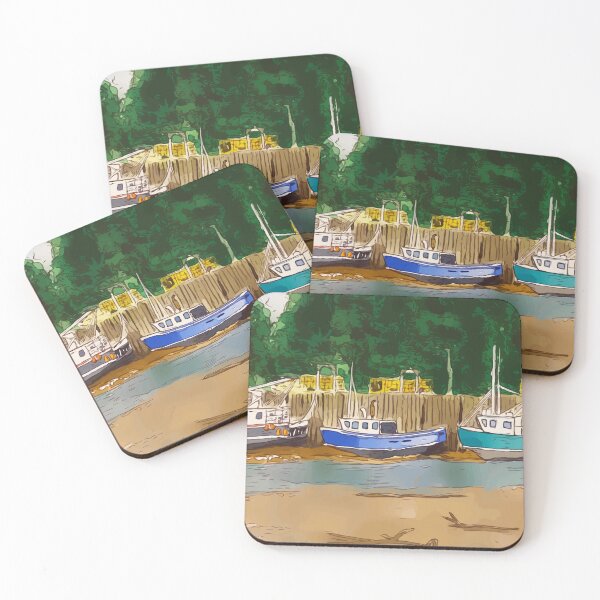 Item preview, Boats high and dry at low tide in the Bay of Fundy at St Martins - WelshDesigns designed and sold by welshdesigns.