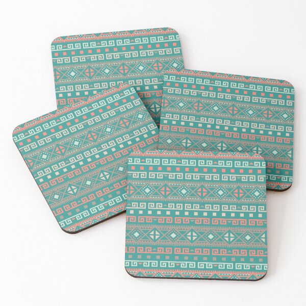 Item preview, Geometric Triangles Compilation in Rose Gold, Aqua and Blue - Multicolor Boho Motif designed and sold by Yeldiz.