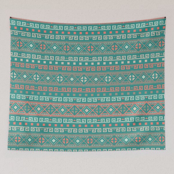 Item preview, Geometric Triangles Compilation in Rose Gold, Aqua and Blue - Multicolor Boho Motif designed and sold by Yeldiz.