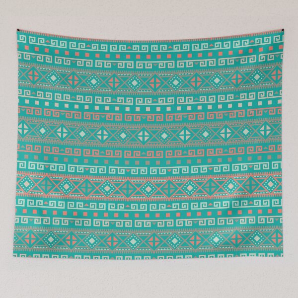 Item preview, Geometric Triangles Compilation in Rose Gold, Aqua and Light Blue - Multicolor Boho Motif designed and sold by Yeldiz.