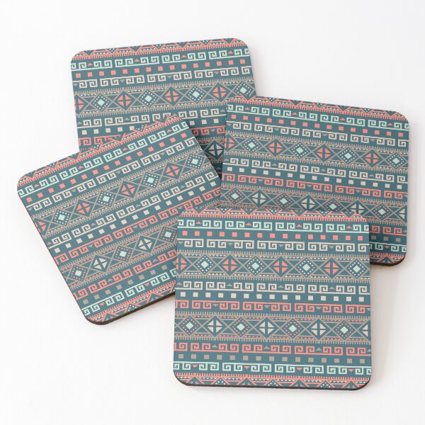 Item preview, Geometric Triangles Compilation in Rose Gold, Aqua and Blue - Multicolor Boho Motif designed and sold by Yeldiz.