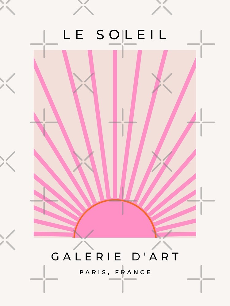 Discover Le Soleil | 01 - Retro Sun Print Pink Aesthetic Abstract Preppy Sunshine Premium Matte Vertical Poster