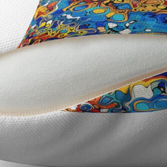 Alternate view of Orange And Blue Abstract Throw Pillow