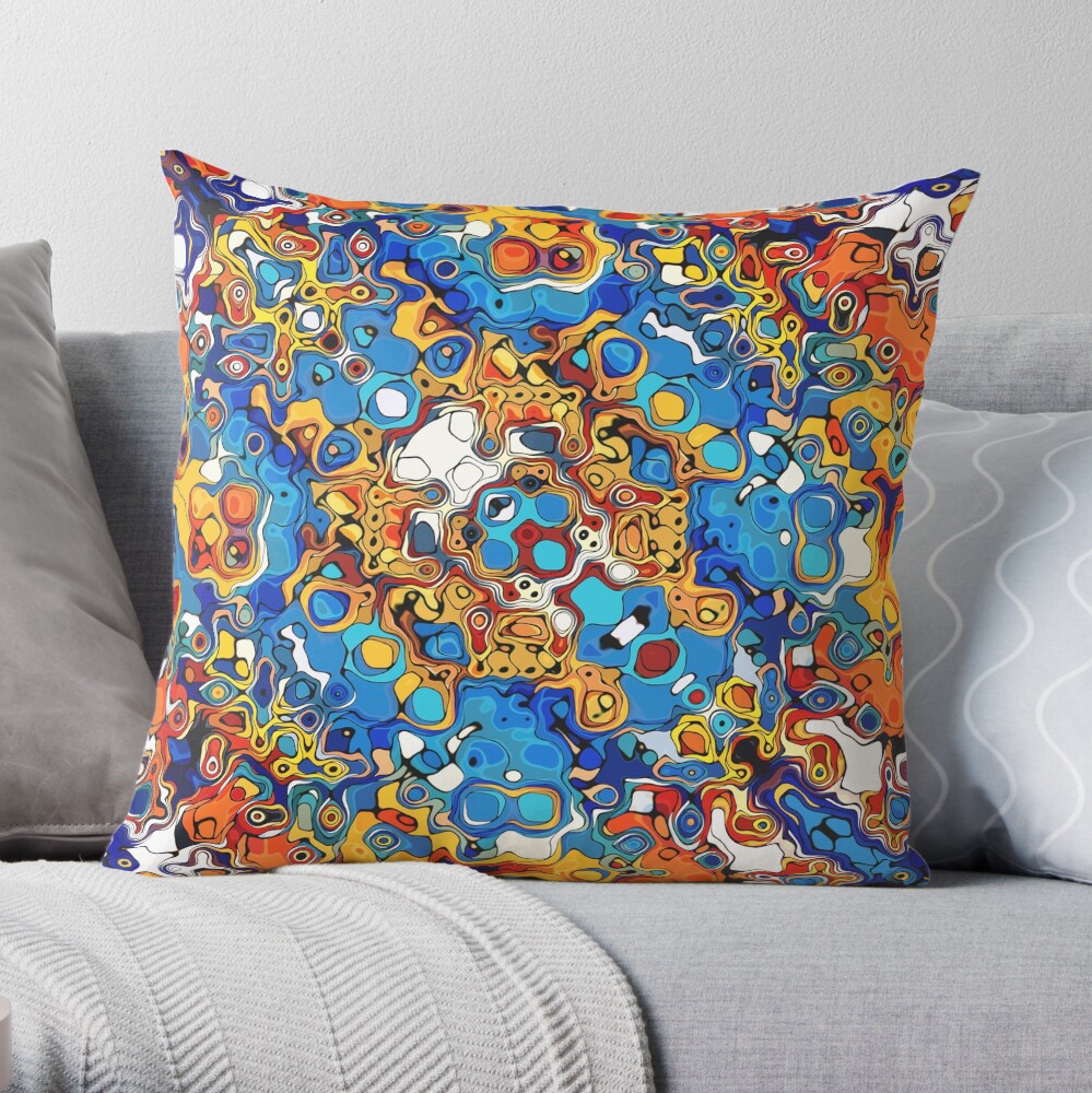 Orange And Blue Abstract Throw Pillow
