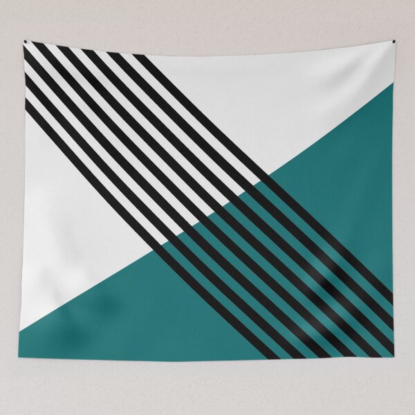 Item preview, Teal White Black Geometric Midcentury Art Pairs Coloro Verdigris 092-38-21 Key Color Trends for Spring Summer 2023 designed and sold by ColorOfTheYears.