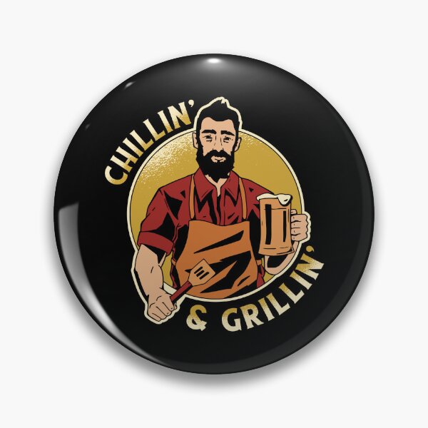 Item preview, Chillin & Grillin - Man with beer at the grill designed and sold by JanooFactory.