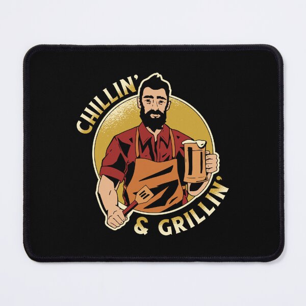 Item preview, Chillin & Grillin - Man with beer at the grill designed and sold by JanooFactory.