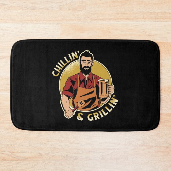 Item preview, Chillin & Grillin - Man with beer at the grill designed and sold by JanooFactory.