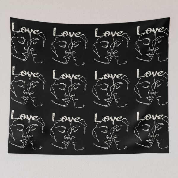 Item preview, White Line Art Couple Almost Kissing designed and sold by TrulyEpoque.