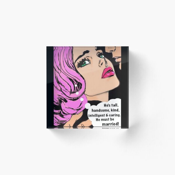pop art romance in pink Acrylic Block