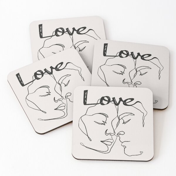 Item preview, Black Line Art Couple Almost Kissing designed and sold by TrulyEpoque.