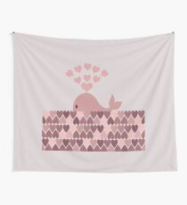 Whale Blowhole Hearts Wall Tapestry