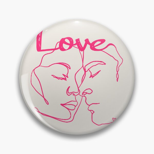 Item preview, Hot Pink Line Art Couple Almost Kissing designed and sold by TrulyEpoque.