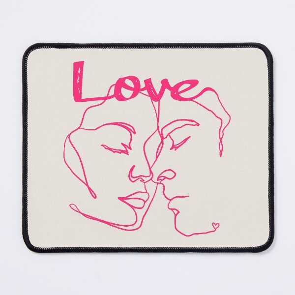 Item preview, Hot Pink Line Art Couple Almost Kissing designed and sold by TrulyEpoque.