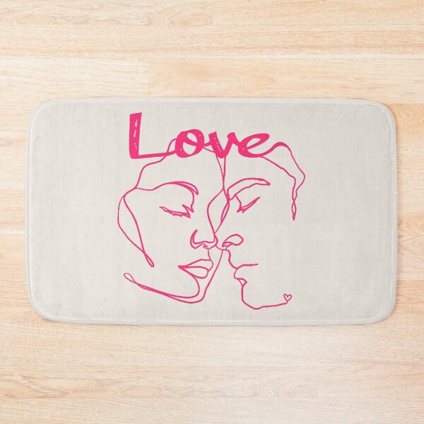 Item preview, Hot Pink Line Art Couple Almost Kissing designed and sold by TrulyEpoque.