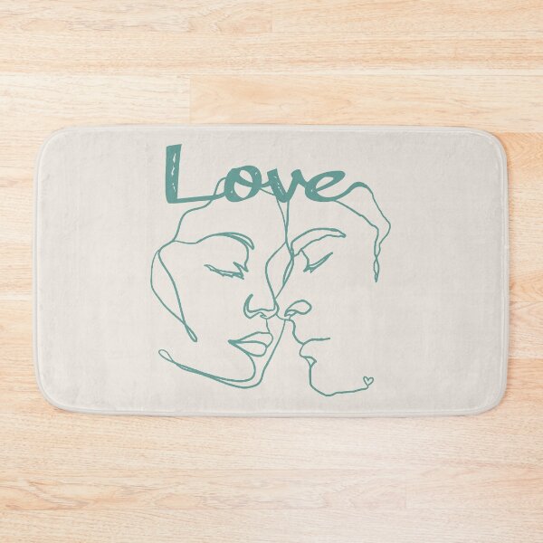 Item preview, Blue Green Line Art Couple Almost Kissing designed and sold by TrulyEpoque.
