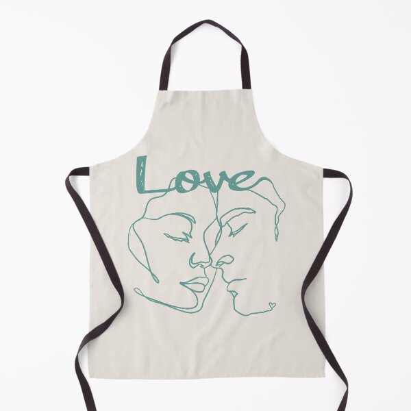 Item preview, Blue Green Line Art Couple Almost Kissing designed and sold by TrulyEpoque.