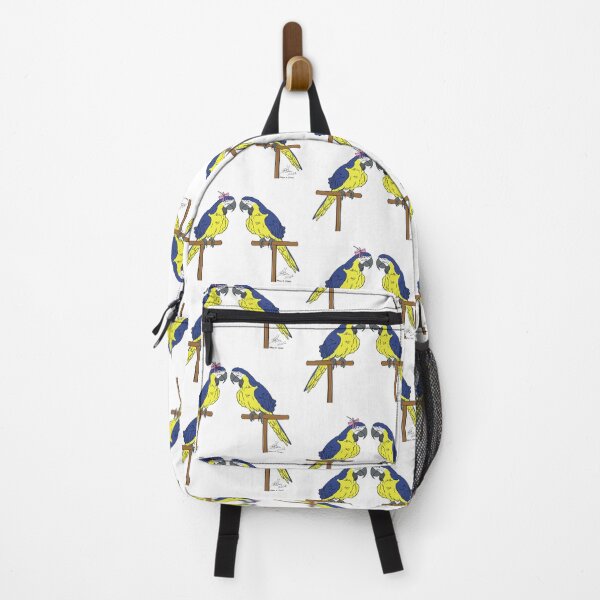 Item preview, Crazy Bird Person with blue and yellow macaws designed and sold by Laughing Parrot Studio.