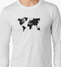 world map 94 black #worldmap #map #world Long Sleeve T-Shirt