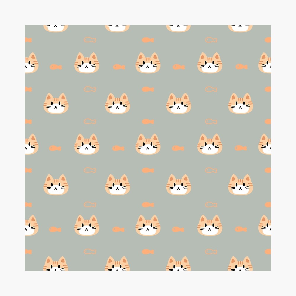 Ginger cat fish food mat pattern cute Pet Mat for Sale by sagecream