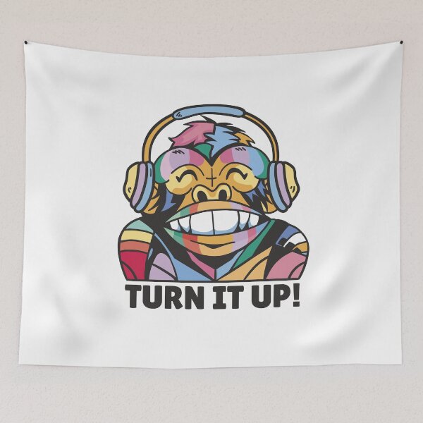 Item preview, Funny monkey with headphones - Turn it up designed and sold by JanooFactory.