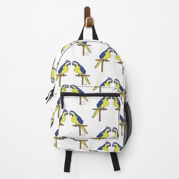 Item preview, Crazy Bird Lady with blue and yellow macaws designed and sold by Laughing Parrot Studio.