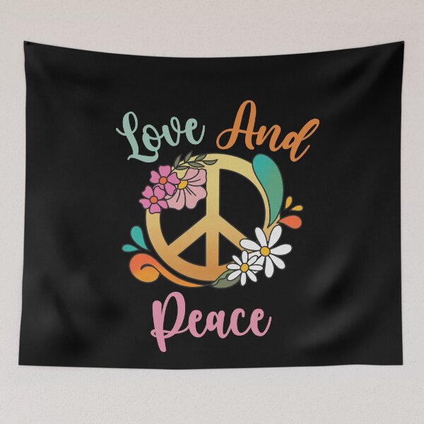Item preview, Love and Peace Retro Peace Sign with Flowers designed and sold by elvisg03.