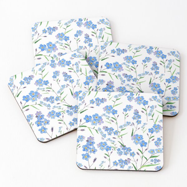 Aperçu de l'œuvre motif bleu myosotis aquarelle créée et vendue par ColorandColor.