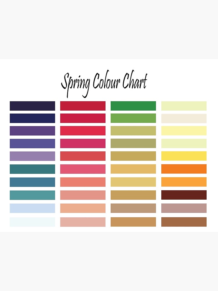 Seasonal Color Palette Card with 30 Colors for Light Spring