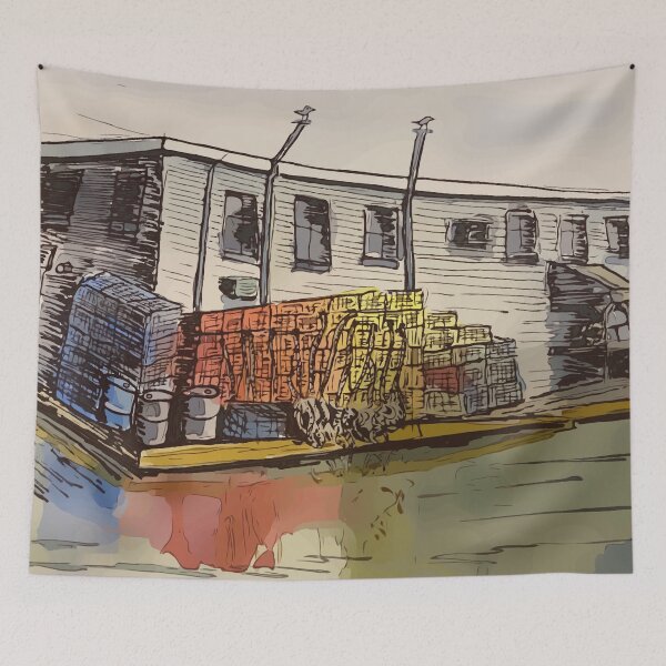Item preview, Lobster traps sitting on the dock in Belfast Maine - WelshDesigns designed and sold by welshdesigns.