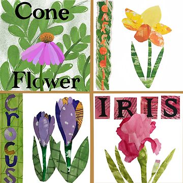 Artwork thumbnail, Four Collage Flowers by NachoNance