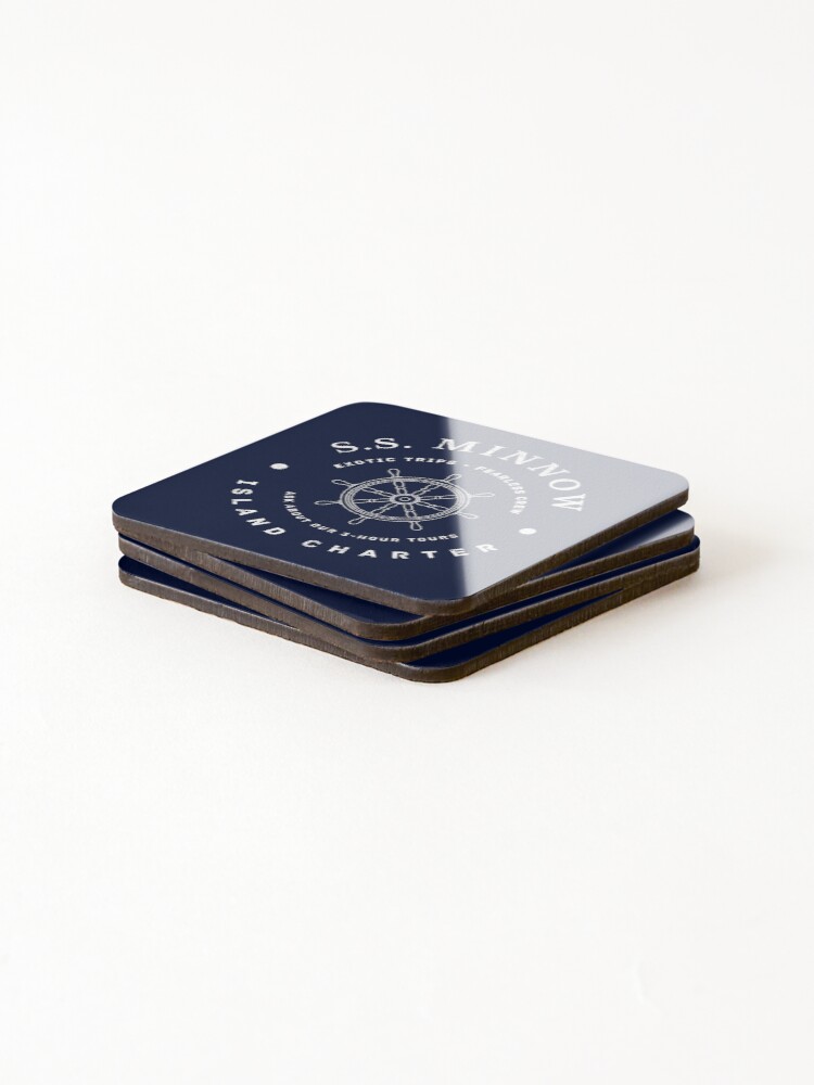 Thumbnail 4 of 5, Coasters (Set of 4), S.S. Minnow Island Charter - modern vintage logo designed and sold by Primotees.