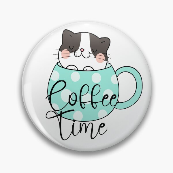 Item preview, Cute Cat Coffee Time in Blue Polka Dot Cup designed and sold by Cucumber Designs.