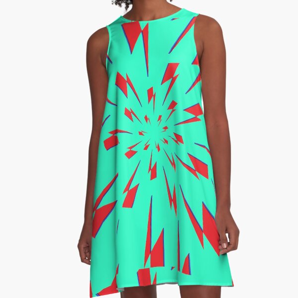 Aqua Lightning Vortex A-Line Dress