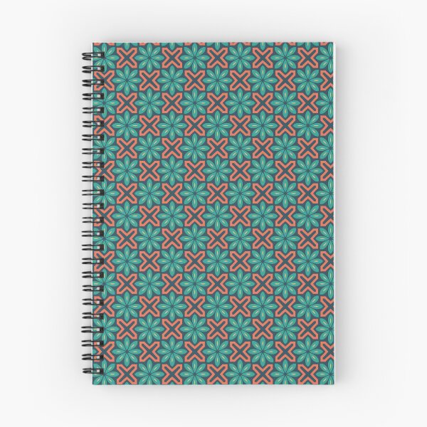 Aperçu de l'œuvre Conception de motifs géométriques avec des fleurs bleu clair et des formes en X orange créée et vendue par JohnyDas.