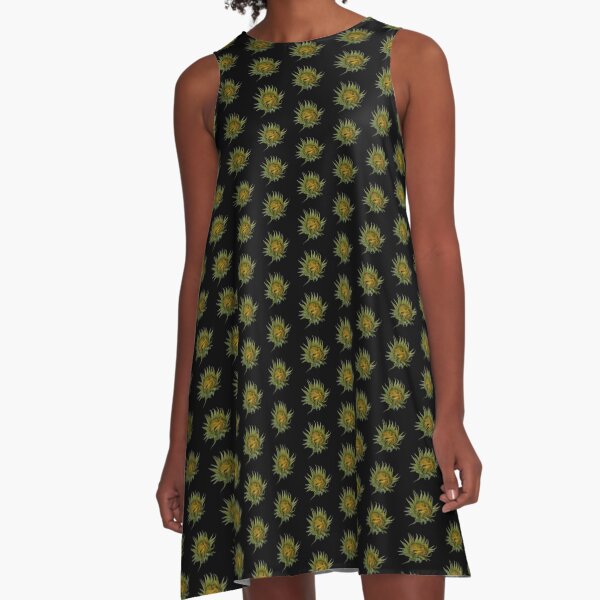 Field Guide to Sunflowers, No. 3, Blooming Flower A-Line Dress